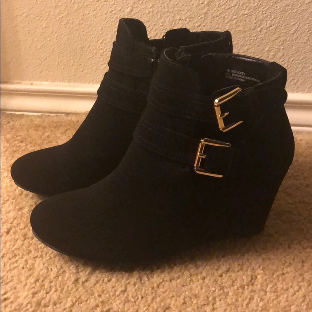Black Wedge Booties
